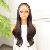 Kahve Karamel Fiber Sentetik Hafif Dalgalı Tül Peruk thumbnail 1