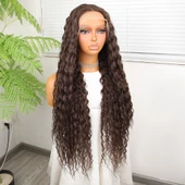 Afro Dalga Kumral Fiber Sentetik Tül Peruk thumbnail 2