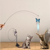 BUFFER® Vantuzlu Tüylü Zilli Olta Kedi Oyuncağı 2 Oltalı - 1