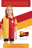 Galatasaray Orijinal Lisanslı Match Day Polo Çocuk T-shirt + Bileklik Set Hediyelik Ahşap Kutulu thumbnail 2