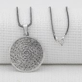 Büyük Boy Esmaül Hüsna Dualı 925 Ayar Gümüş Kolye Kalın Zincirli thumbnail 2