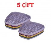 3M 6059 Abek1 Asit,Amonyak Gazı Ve Buhar Filtre 5 Çift - 1