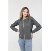 Kadın Gri Sweatshirt Fermuarli - 1