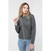 Kadın Gri Sweatshirt Fermuarli - 3