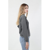 Kadın Gri Sweatshirt Fermuarli - 5