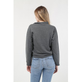Kadın Gri Sweatshirt Fermuarli - 6