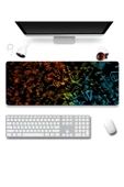 SonicTouch Mavi Turuncu Neon Matematik Tahtası Gamer Oyuncu Dikişsiz Sıvı Geçirmez Klavye Mouse Pad 32x70Cm - 1