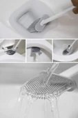 HAPPENS Tuvalet Fırçası Beyaz Renk Silikon Banyo Klozet Temizleme Fırçası Ve Tutucu Wc Klozet Fırçası Mutfak - 5