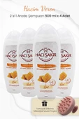 Hacı Şakir Bal 2si 1 Arada Şampuan 500 ml x 4 Adet ve Şampuan Fırçası Pembe - 1