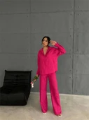 KENDİNDEN DESENLİ JAKARLI TAKIM - Fuşya thumbnail 3