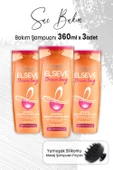 Elseve Dream Long Onarıcı Şampuan 360 ml x 3 Adet ve Masaj Şampuan Fırçası Siyah - 1