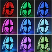 5metre silikonlu şerit LED 5050 DC12V RGB renkli (60Led/M) IP65 ışık aydınlatma lambası Kendinden yapışkanlı - 3