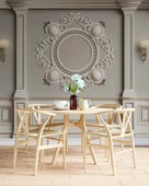 3D Beyaz Sütun Gri Panel Altın Görünümlü Çerçeve Duvar Kağıdı Baskı - 5