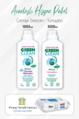 Green Clean Deterjan, Yumuşatıcı 1 lt ve Çamaşır Sulu Yüzey Temizlik Havlusu 100' lü - 1