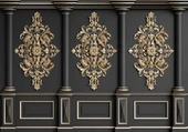 3D Siyah Sütun Altın Motif Duvar Kağıdı Baskı - 6