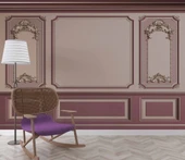 3D Mor Panel Altın Motif Duvar Kağıdı Baskı thumbnail 6