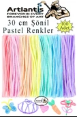 Şönil Pastel Renkler 30 cm 100 lü 1 Paket Pastel Renkli Tüylü Tel Peluş Tel 30 cm Elişi Okul Projeleri Süsleme - 1