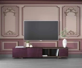 3D Mor Panel Altın Motif Duvar Kağıdı Baskı thumbnail 3