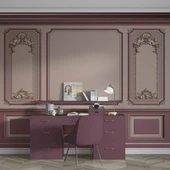 3D Mor Panel Altın Motif Duvar Kağıdı Baskı thumbnail 4