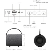 Stereo Bas Yüksek Ses Taşınabilir Kablosuz Bluetooth Hoparlör USB AUX MP3 Müzik Keyfi - 5