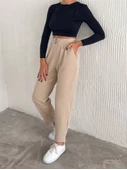örme krep pantolon çift düğmeli - 4