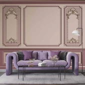 3D Mor Panel Altın Motif Duvar Kağıdı Baskı thumbnail 1