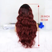 Siyah Koyu Kızıl Ombreli Dalgalı Tül Peruk thumbnail 5