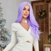 Su Dalgalı Açık Mor Tül Peruk thumbnail 3