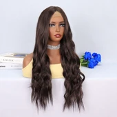 Koyu Kumral Dalgalı Uzun Tül Peruk thumbnail 2