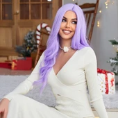 Su Dalgalı Açık Mor Tül Peruk thumbnail 4