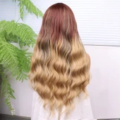 Bakır Kumral Balköpüğü Ombreli Fiber Sentetik Tül Peruk thumbnail 4