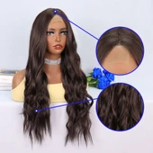 Koyu Kumral Dalgalı Uzun Tül Peruk thumbnail 4