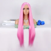 Pembe Ekstra Uzun Tül Peruk thumbnail 1