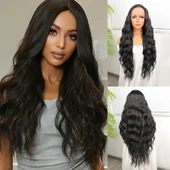 Siyah Su Dalgalı Fiber Sentetik Tül Peruk thumbnail 6