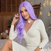 Su Dalgalı Açık Mor Tül Peruk thumbnail 5