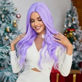 Su Dalgalı Açık Mor Tül Peruk thumbnail 2