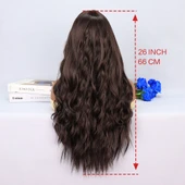 Koyu Kumral Dalgalı Uzun Tül Peruk thumbnail 5