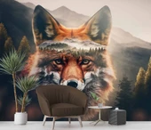 Orman ve Dağ Kurt Manzaralı Duvar Kağıdı Baskı thumbnail 5