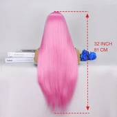 Pembe Ekstra Uzun Tül Peruk thumbnail 5