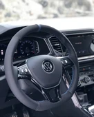 Vw Passat Uyumlu Dikmeli direksiyon Kılıfı Noktalı-Alkantara Mavi Yüzüklü Mavi Ipli - 1