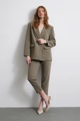 Önü Pensli Skinny Kumaş Pantolon Haki thumbnail 2