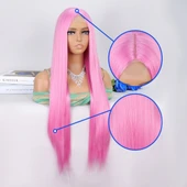 Pembe Ekstra Uzun Tül Peruk thumbnail 4