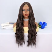 Koyu Kumral Dalgalı Uzun Tül Peruk thumbnail 1