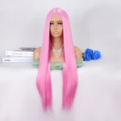 Pembe Ekstra Uzun Tül Peruk thumbnail 3