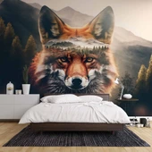 Orman ve Dağ Kurt Manzaralı Duvar Kağıdı Baskı thumbnail 2