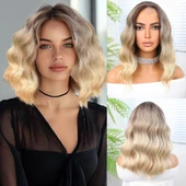 Kumral / Dore Sarı Röfleli Küt Tül Peruk thumbnail 1