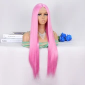 Pembe Ekstra Uzun Tül Peruk thumbnail 2