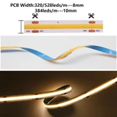 COB Led şerit 5metre 12V 320LED/m 3000K sıcak beyaz 10W 8mm IP20 aydınlatma ışık hortum kendinden yapışkanlı - 2