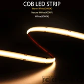 COB Led şerit 5metre 12V 320LED/m 3000K sıcak beyaz 10W 8mm IP20 aydınlatma ışık hortum kendinden yapışkanlı - 6