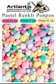 Pastel Renkli Pon Pon 10 20 30 mm 85 li 1 Paket Peluş Ponpon Tüylü Ponpon Okul Öncesi Kreş El İşi Hobi - 1